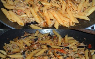 Penne salsicce e melanzane