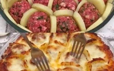 Patate con polpette e formaggio