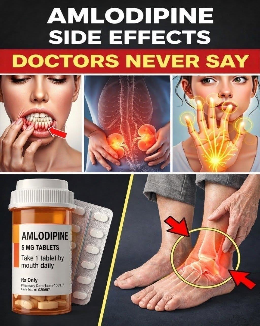 12 effetti collaterali più gravi dell’amlodipina che NON dovresti MAI ignorare!